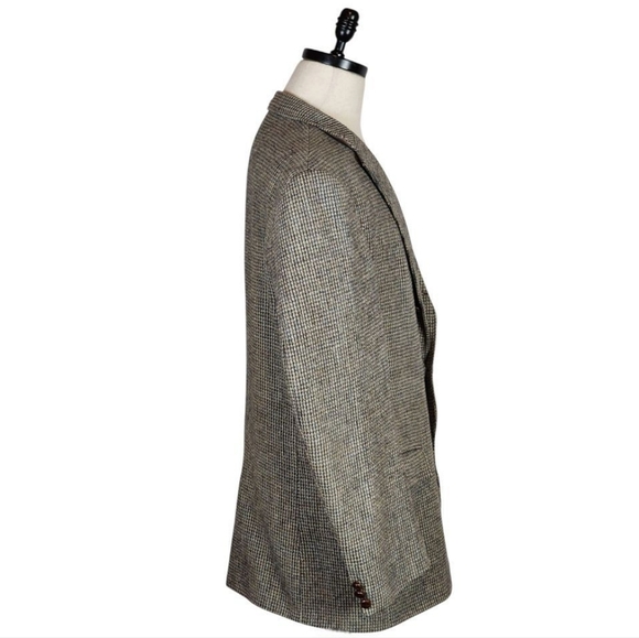 Orvis Harris Tweed Blazer 42R Brown Houndstooth Wool Jacket USA Made - Picture 4 of 13